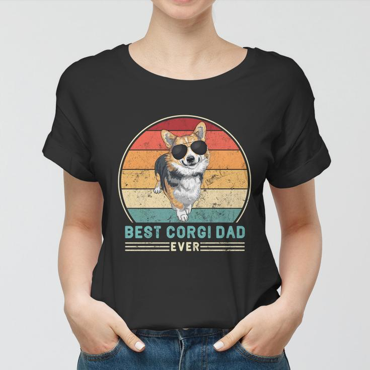 Best Corgi Dad Ever Retro Vintage 60S 70S Sunset Gift Women T-shirt