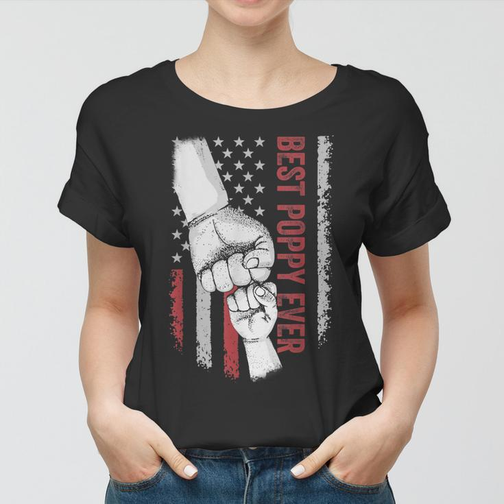 Best Dad Ever Poppy American Flag For Dad Women T-shirt