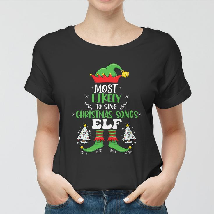 Christmas Songs Elf Family Matching Group Christmas Party Women T-shirt