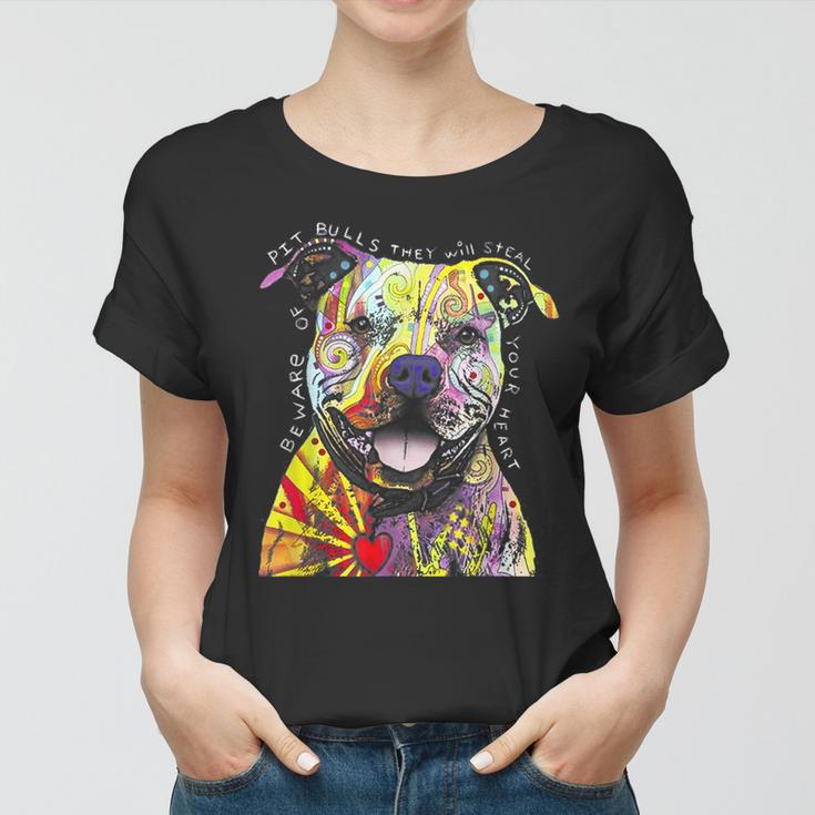 Colorful Baby Pit-Bull Terrier Lover Dad Mom Funny Kidding Women T-shirt