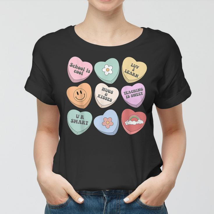 Conversation Hearts Groovy Valentines Day Cute Teacher V2 Women T-shirt