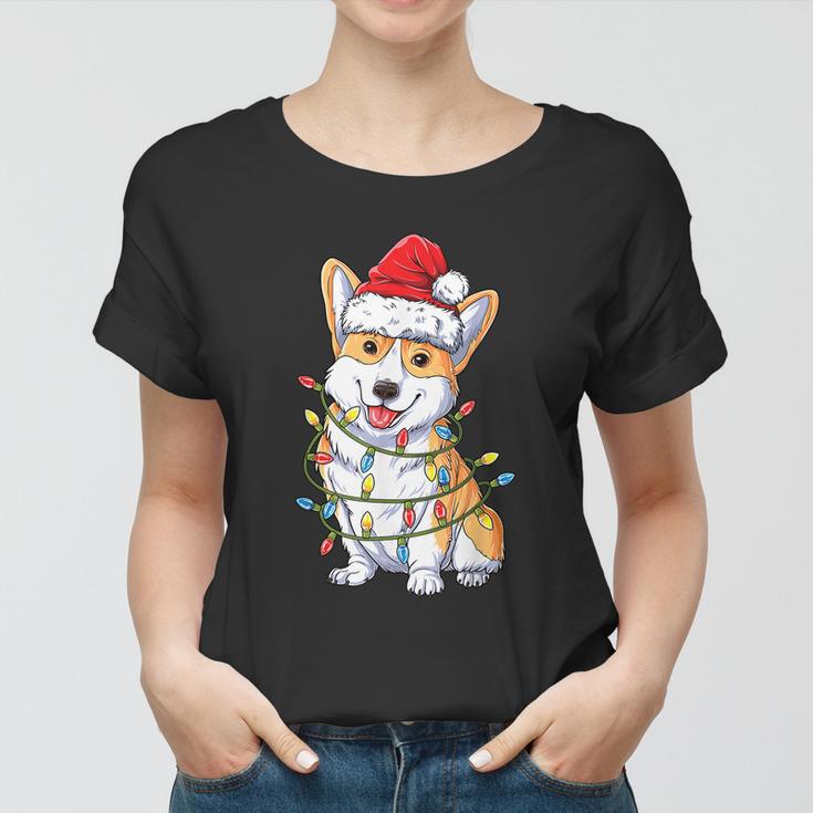 Corgi Santa Christmas Tree Lights Xmas Boys Men Corgmas Dog Tshirt Women T-shirt