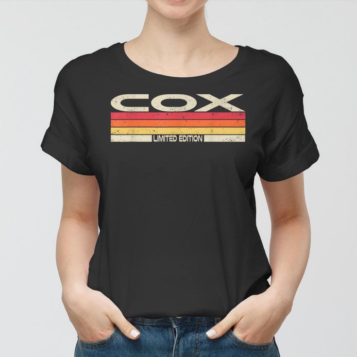 Cox Nachname Retro Sunset Frauen Tshirt, 80er 90er Jahre Geburtstag Familientreffen