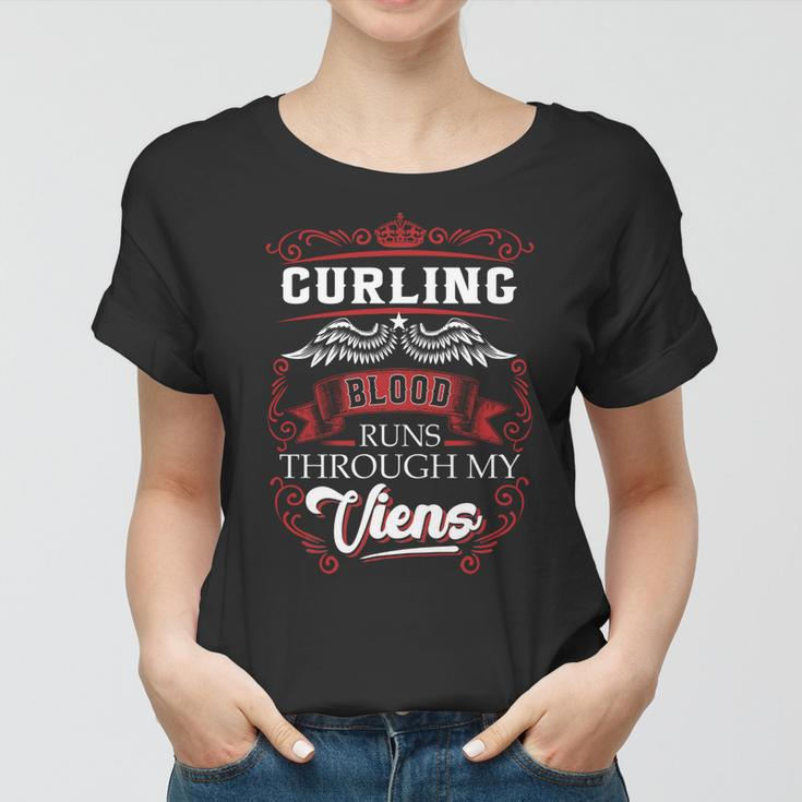 Curling Blood Runs Through My Veins Women T-shirt