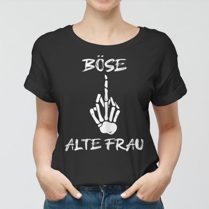 Damen Böse Alte Frau Für Oma Großmuter Spruch Rockerin V2 Frauen Tshirt