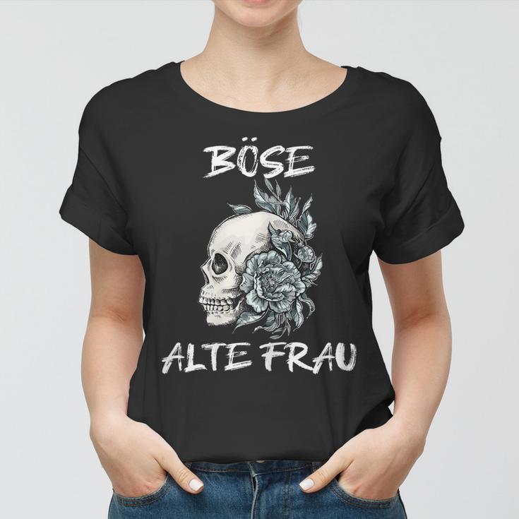 Damen Böse Alte Frau Für Oma Großmuter Spruch Rockerin V3 Frauen Tshirt