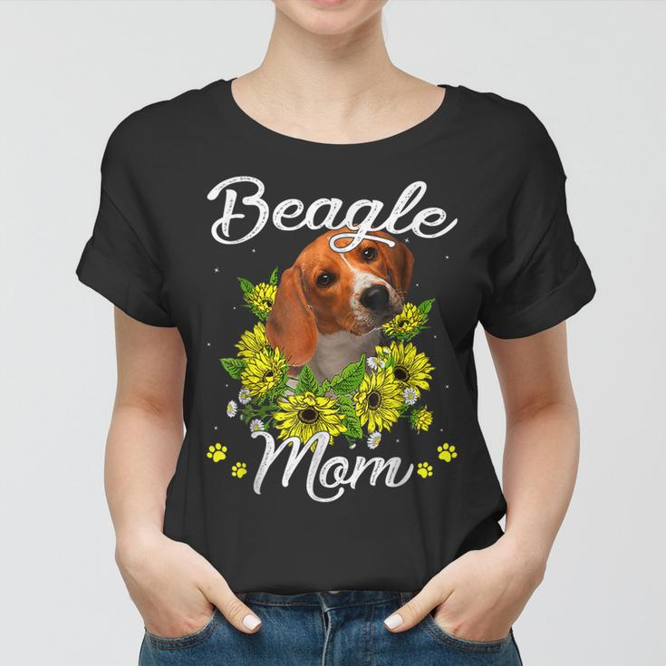 Dog Mom Mothers Day Gift Sunflower Beagle Mom Women T-shirt