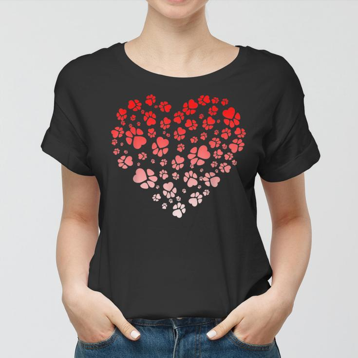 Dog Paw Gifts Love & Heart Puppy Dog Valentines Day Women T-shirt