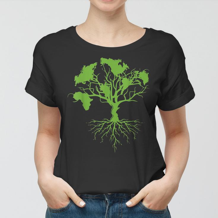 Earth Day 2023 Cute World Map Tree Pro Environment Plant Women T-shirt