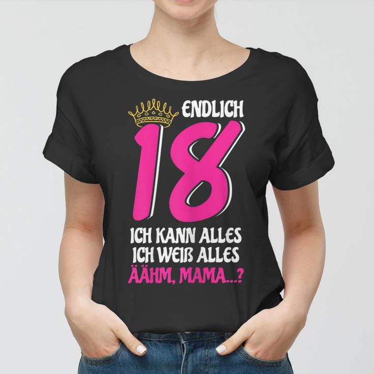 Endlich 18 Frauen Tshirt für Damen, Lustiges Volljährig Mädchen Geburtstagsshirt