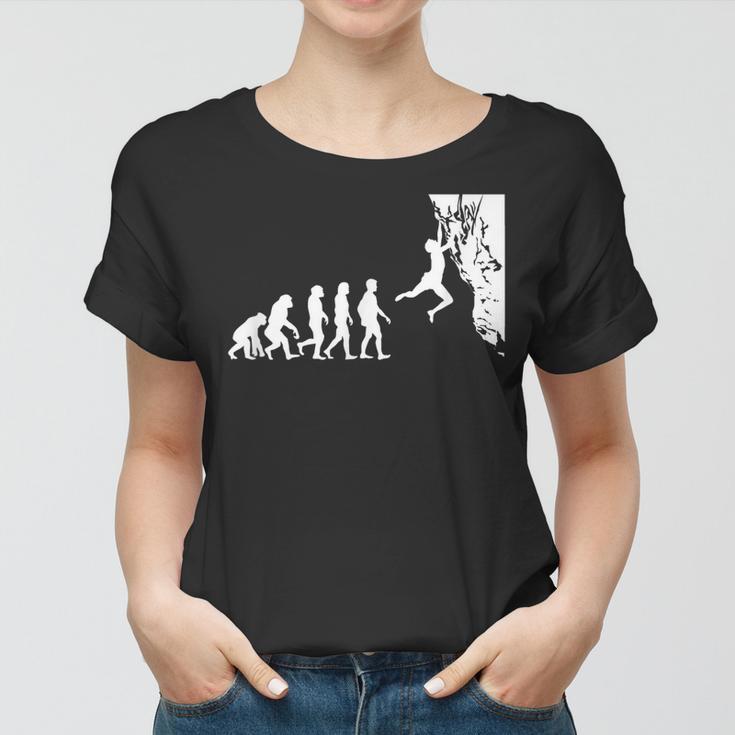 Evolution Climbing Berge Bergsteigen Klettern Frauen Tshirt