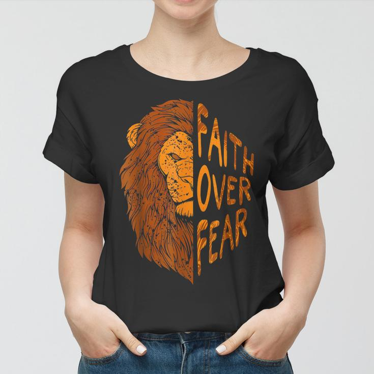 Fair Over Fear Christian Lion Judah Faith Christian Jesus Women T-shirt