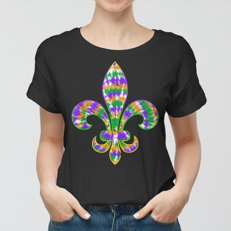 Fleur De Lis Mardi Gras Carnival Symbol New Orlean Tie Dye Women T-shirt