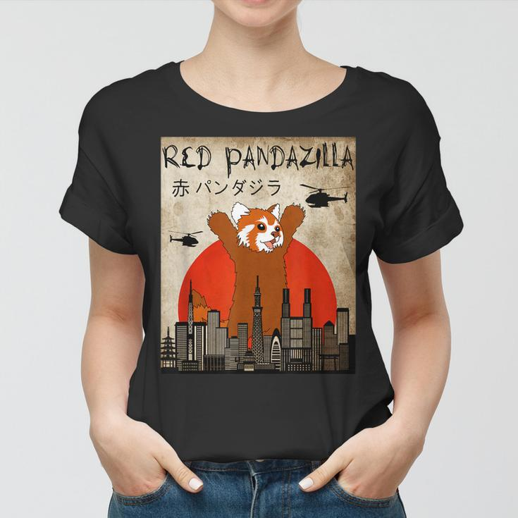 For Red Panda Lover Funny Red Pandazilla Women T-shirt