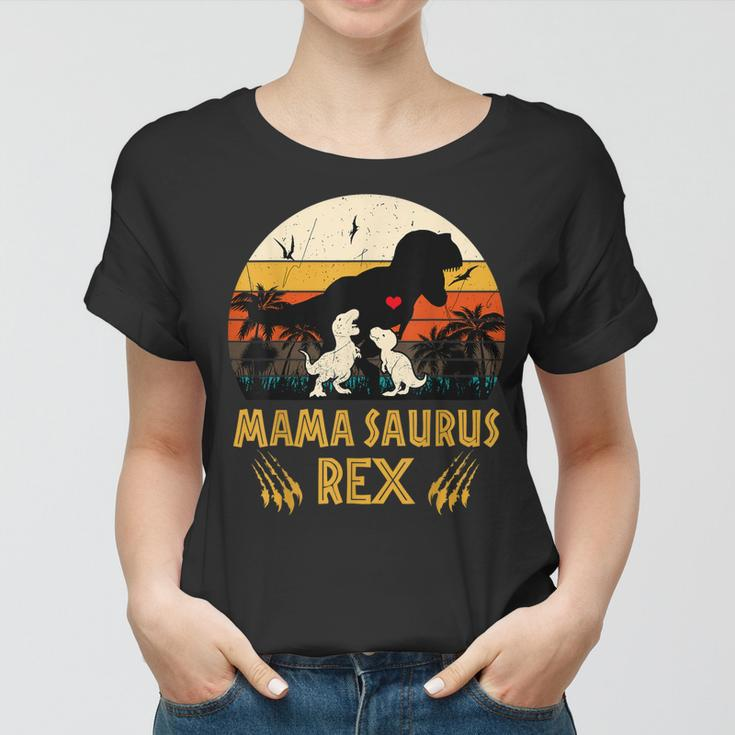 Funny Mamasaurus Rex I Cool Two Kids Mom And Dinasaur Kids Women T-shirt