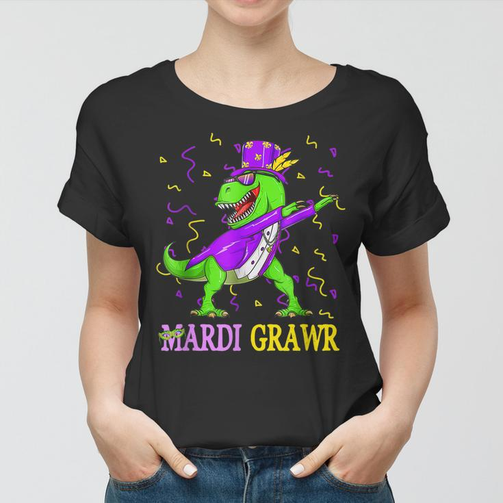 Funny Mardi Graw Dinosaur Mardi Gras Let Shenanigans Begin Women T-shirt