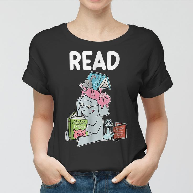 Funny Teacher Library Read Book Club Piggie Elephant Pigeons V4 Women T-shirt