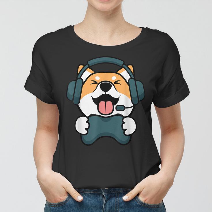 Gamer Hund Shiba Inu Gaming Zocken Nerd Lustig Kawaii Zocker Frauen Tshirt