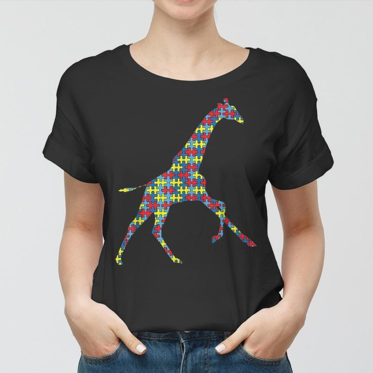 Giraffe Autism Awareness Kids Ruminant Puzzle Day Mom Gift Women T-shirt