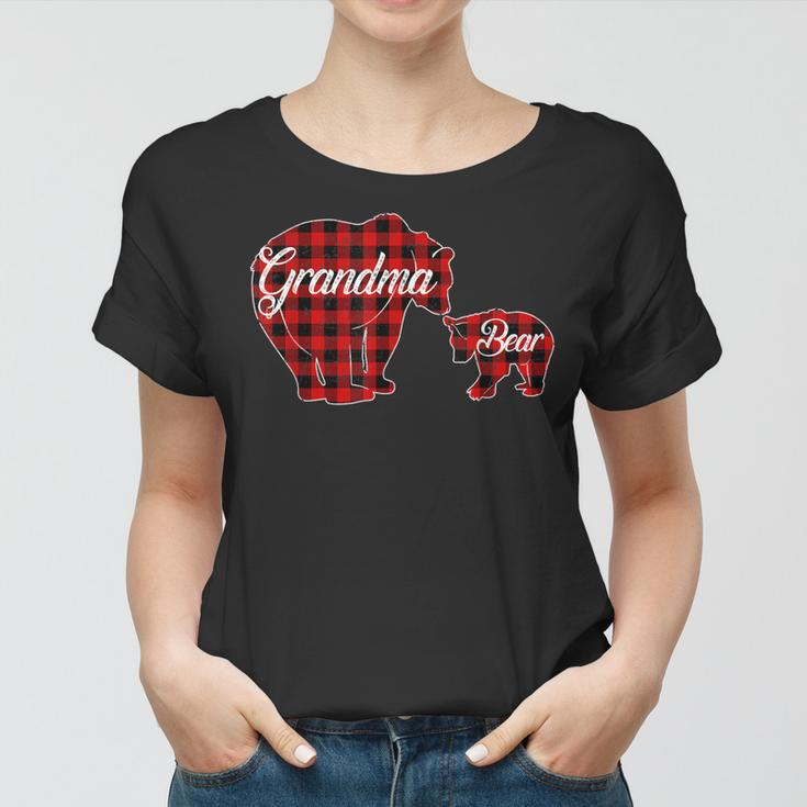 Grandma Bear Buffalo Plaid Weihnachten Frauen Tshirt