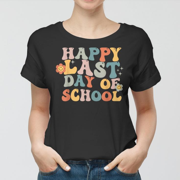 Groovy Happy Last Day Of School Teacher End Of School Year Women T-shirt