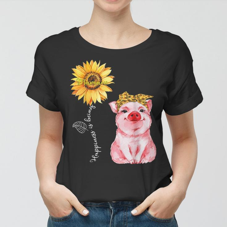 Happiness Is Being Mamaw Cute Pig Sunflower Mother Gifts Women T-shirt