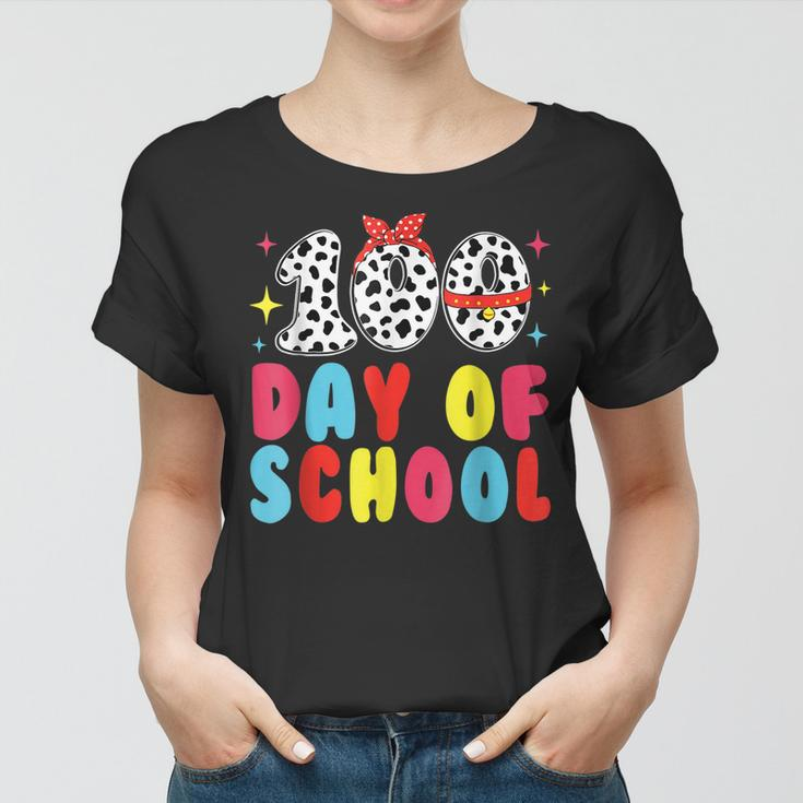 Happy 100 Day Of School Students Kids Dalmatian Dog Teachers Women T-shirt