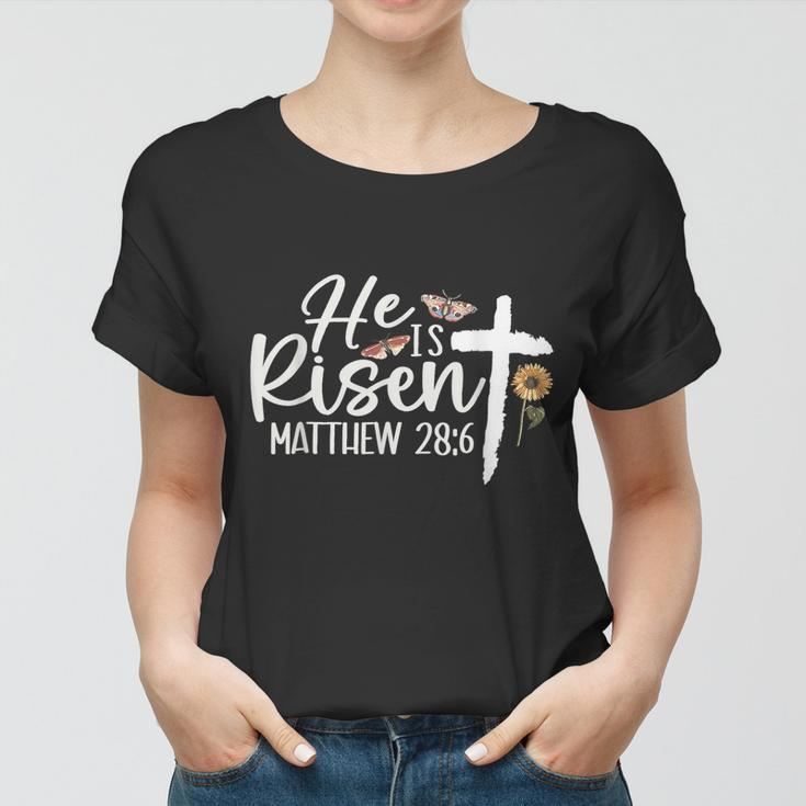 He Is Risen Christians Cross Jesus Religious Easter Day Women T-shirt