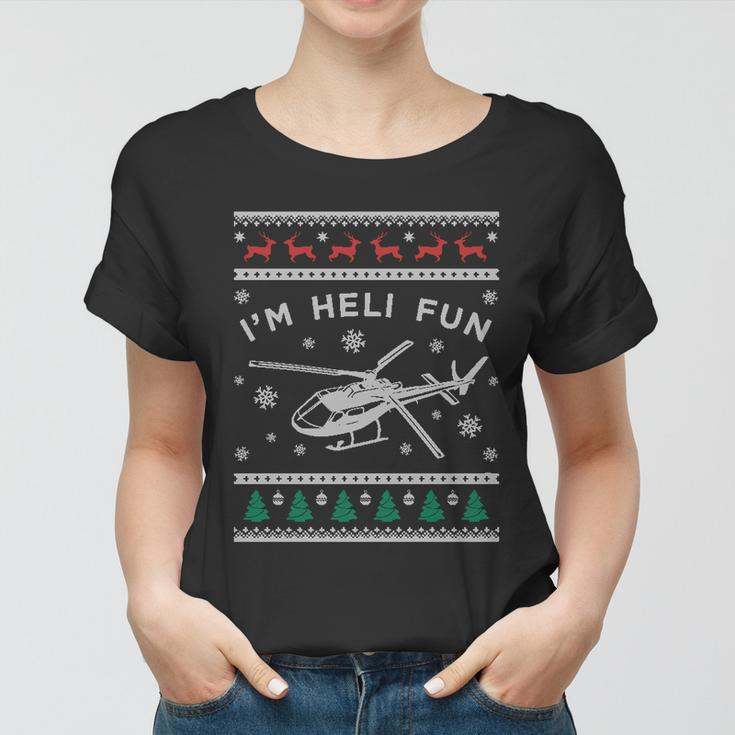 Helicopter Ugly Christmas Great Gift Fun Xmas Heli Gift Women T-shirt