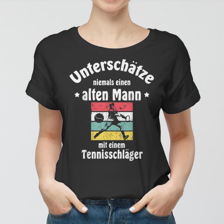 Herren Tennis Frauen Tshirt mit Tennisschläger & Ball Motiv für Pensionäre