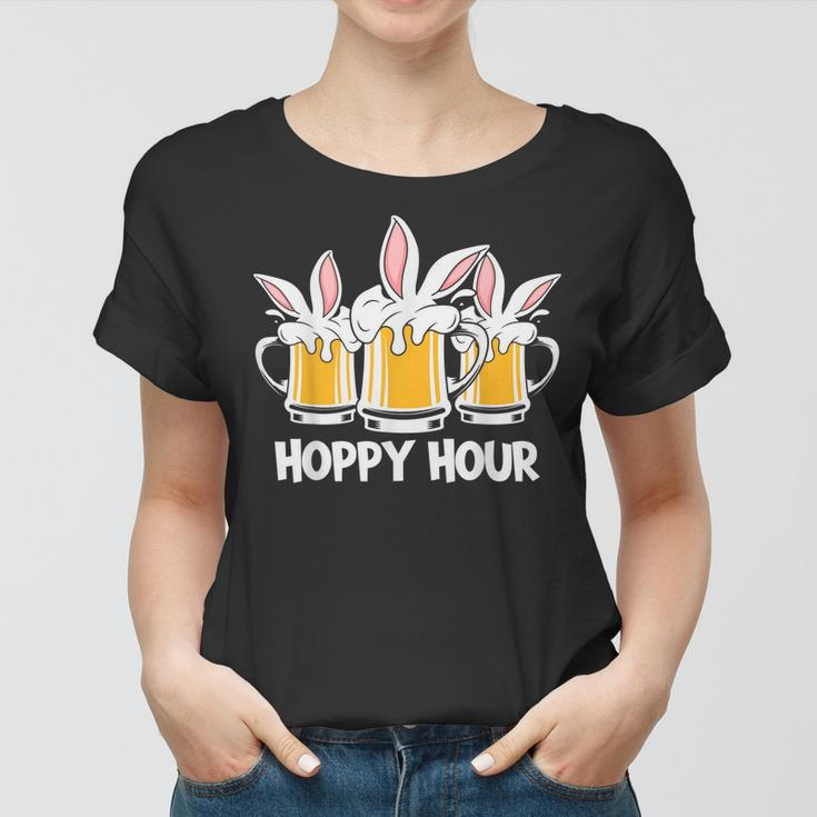 Hoppy Hour Funny Easter Beer Pints Bunny Ears Drinking Gift Women T-shirt