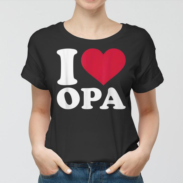 I Love Opa Herz-Motiv Frauen Tshirt in Schwarz, Geschenkidee für Großväter
