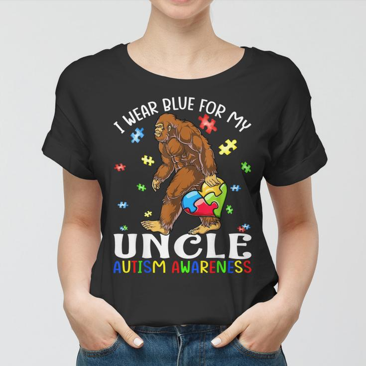 I Wear Blue For My Uncle Autism Awareness Bigfoot Women T-shirt