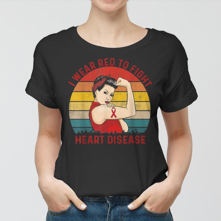 I Wear Red To Fight Heart Disease Awareness Chd Mom Day Gift Women T-shirt