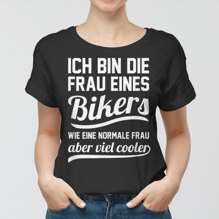 Ich Bin Die Frau Eines Bikers Bikerstyle Chopper Motocross Frauen Tshirt