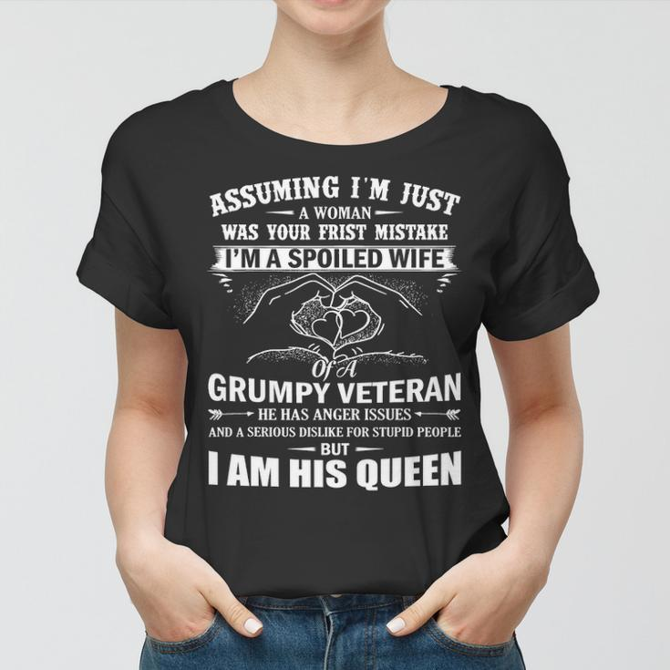Im A Spoiled Wife Of A Grumpy Veteran Matching Family Gift Women T-shirt