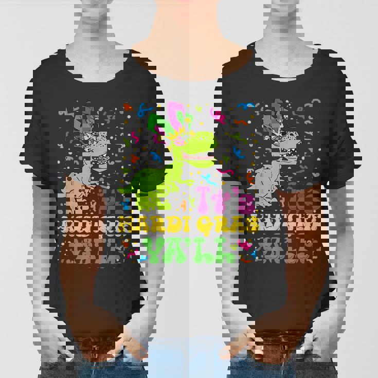 Its Mardi Gras Yall Funny Dinosaur Mardi Grawr Bead Costume Women T-shirt