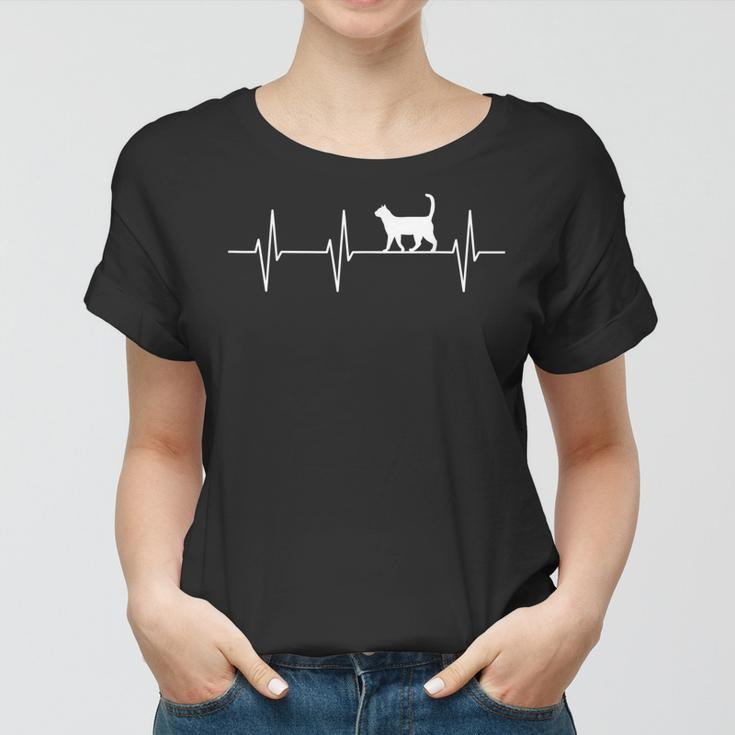 Katze Kätzchen Cat Haustier Herzrhythmus Frauen Tshirt