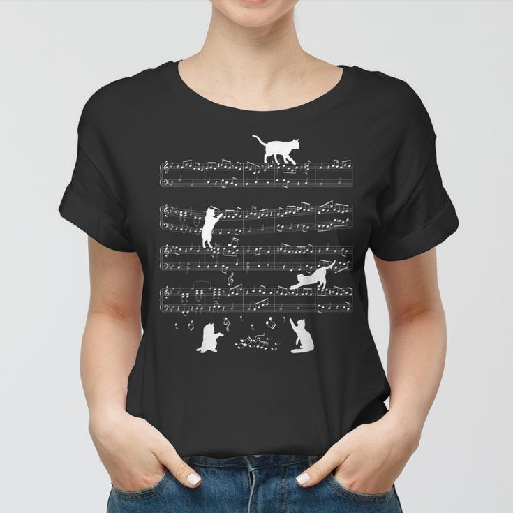 Katzen Katze Musik Noten Katzenliebhaber Kater Tier Geschenk Frauen Tshirt