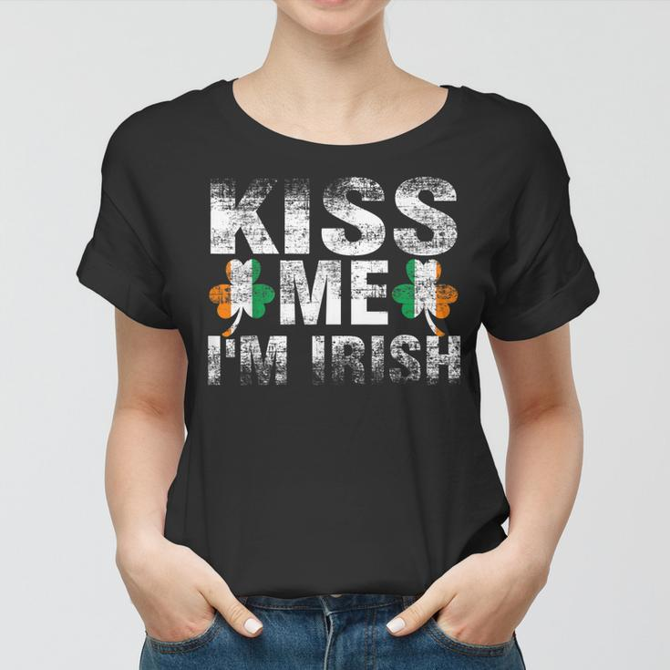 Kiss Me Im Irish Flag Saint Patrick Day Shamrock Gifts Women T-shirt