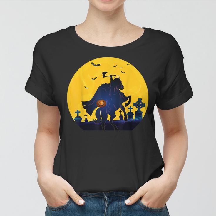 Klassisches Retro- „Kopfloser Reiter“ Sleepy Holloween Moon Frauen Tshirt