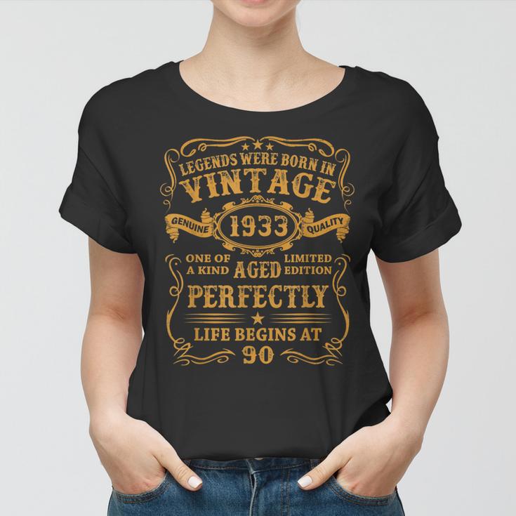 Legenden 1933 Geburtstag Frauen Tshirt, 90 Jahre Mann Jubiläum