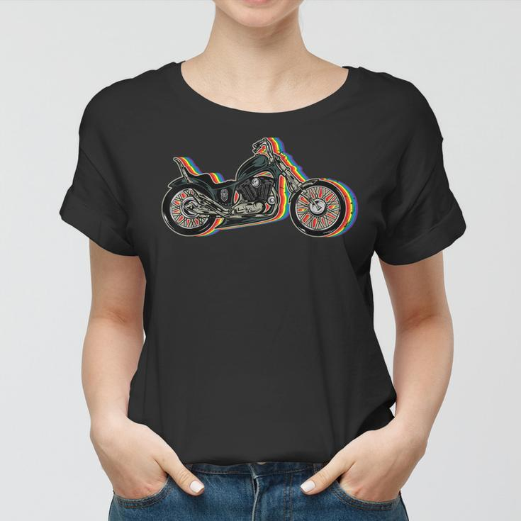 Lgbt-Q Gay Pride Regenbogen Farbe Motorrad Biker Frauen Tshirt