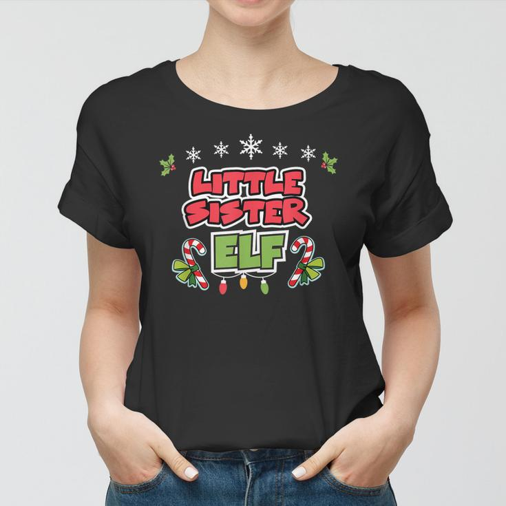 Little Sister Elf Matching Family Christmas Women T-shirt