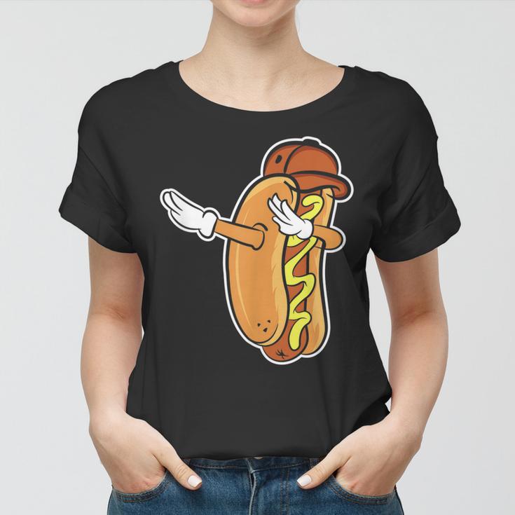 Lustiges Hot Dog Dabbing Frauen Tshirt, Tanzendes Würstchen Design