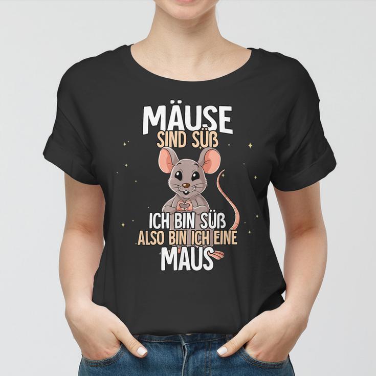 Lustiges Mäuse-Motiv Frauen Tshirt, Ich bin eine Maus Spruch, Schwarz