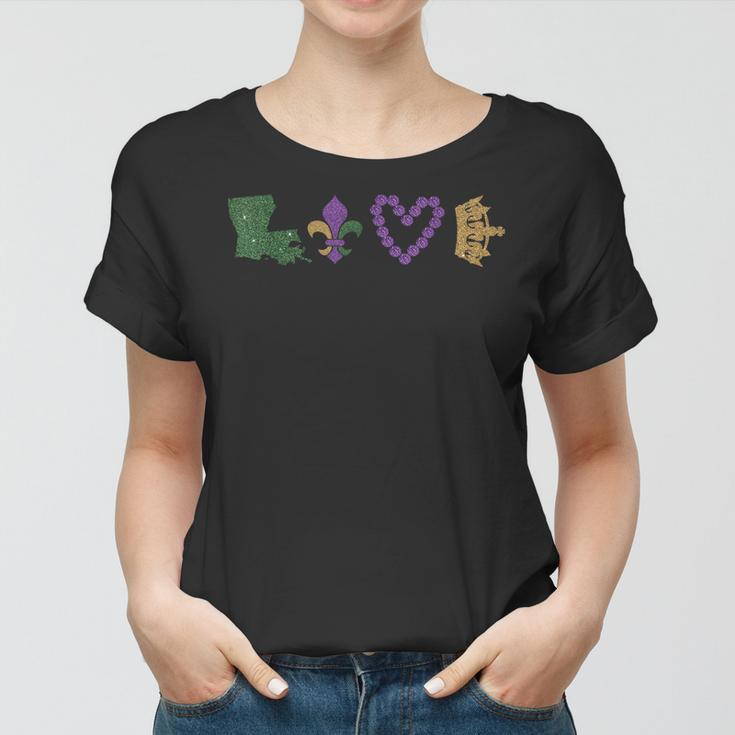 Mardi Gras Love Mardi Gras 2018 Glitter EffectWomen T-shirt