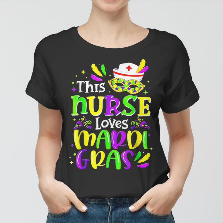 Mardi Gras Nurse This Nurse Loves Mardi Gras Funny Colorful Women T-shirt