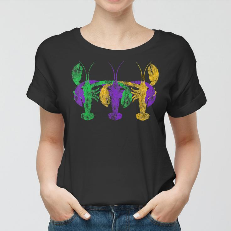 Mardi Gras Three Crawfish Friends Funny Distressed Look Women T-shirt