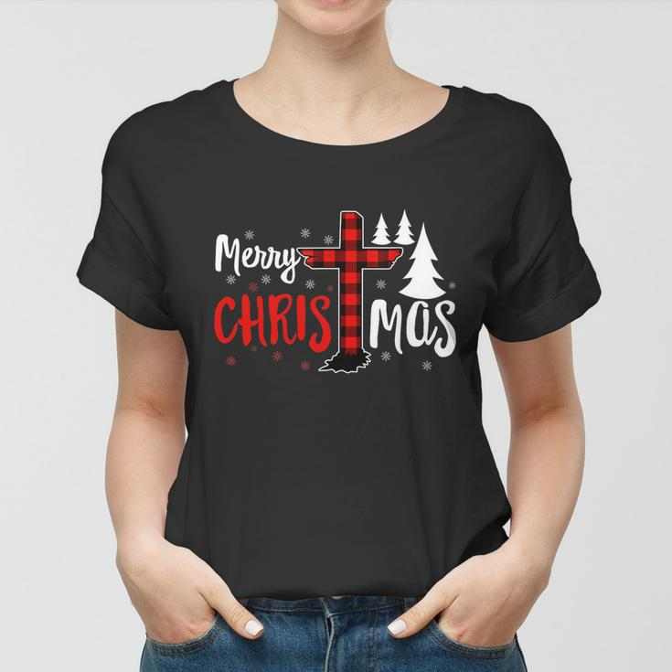 Merry Christmas Christians Buffalo Plaid Tshirt V2 Women T-shirt